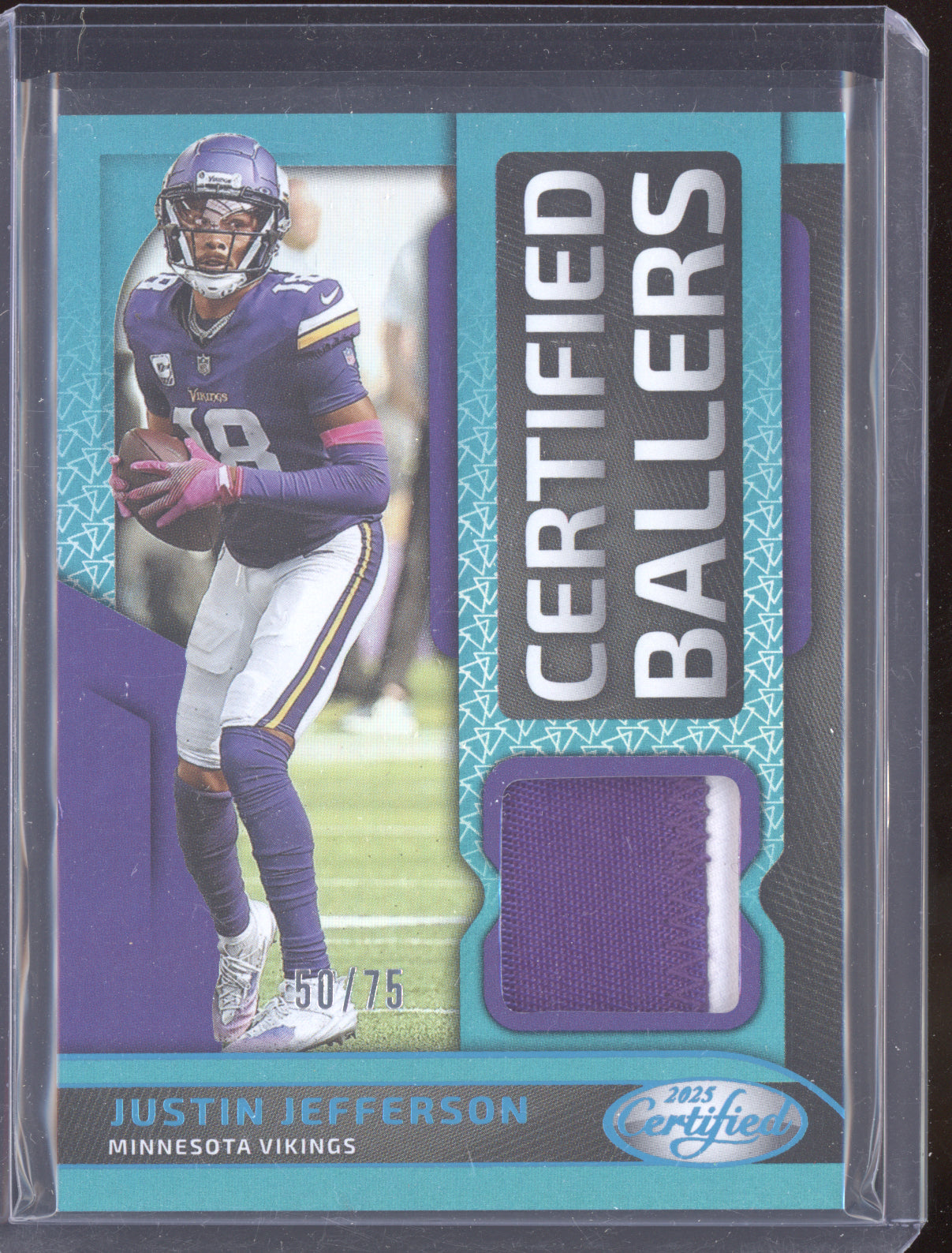 Justin Jefferson 2025 Panini Certified Certified Ballers Patch Teal 50/75