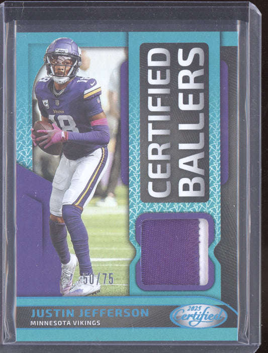 Justin Jefferson 2025 Panini Certified Certified Ballers Patch Teal 50/75