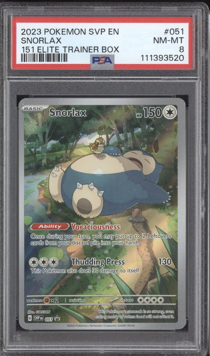 Snorlax 2023 Pokemon MEW EN - 151 151 ETB Promo SVP 051 PSA 8