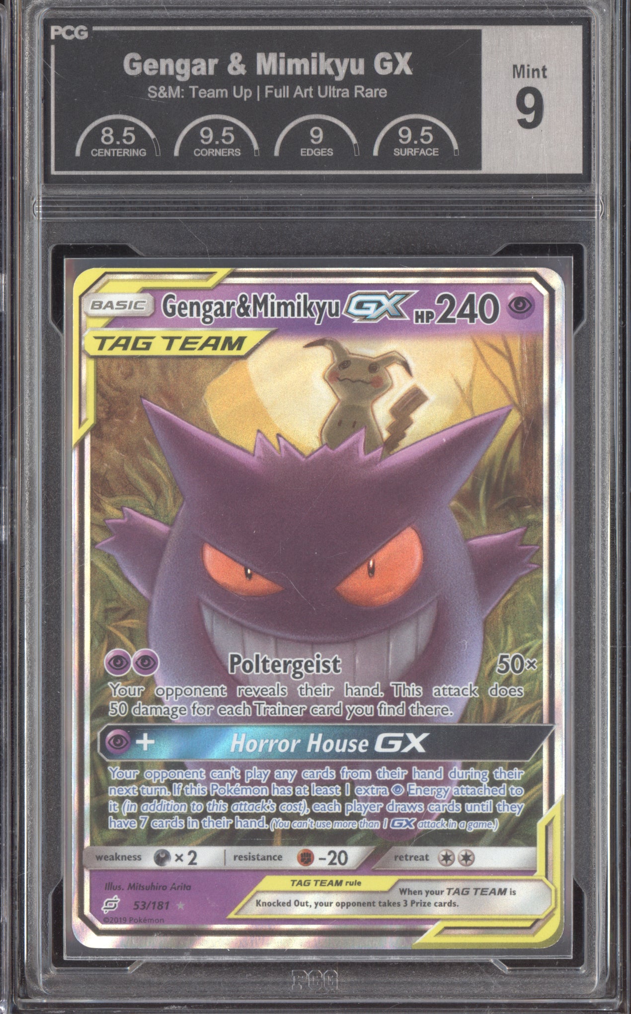 Gengar & Mimikyu GX 2019 Pokemon Sun & Moon Team Up 53/181 PCG 9