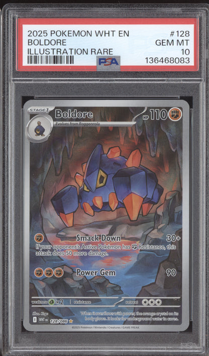 Boldore 2025 Pokemon White Flare Illustration Rare 128/086 PSA 10