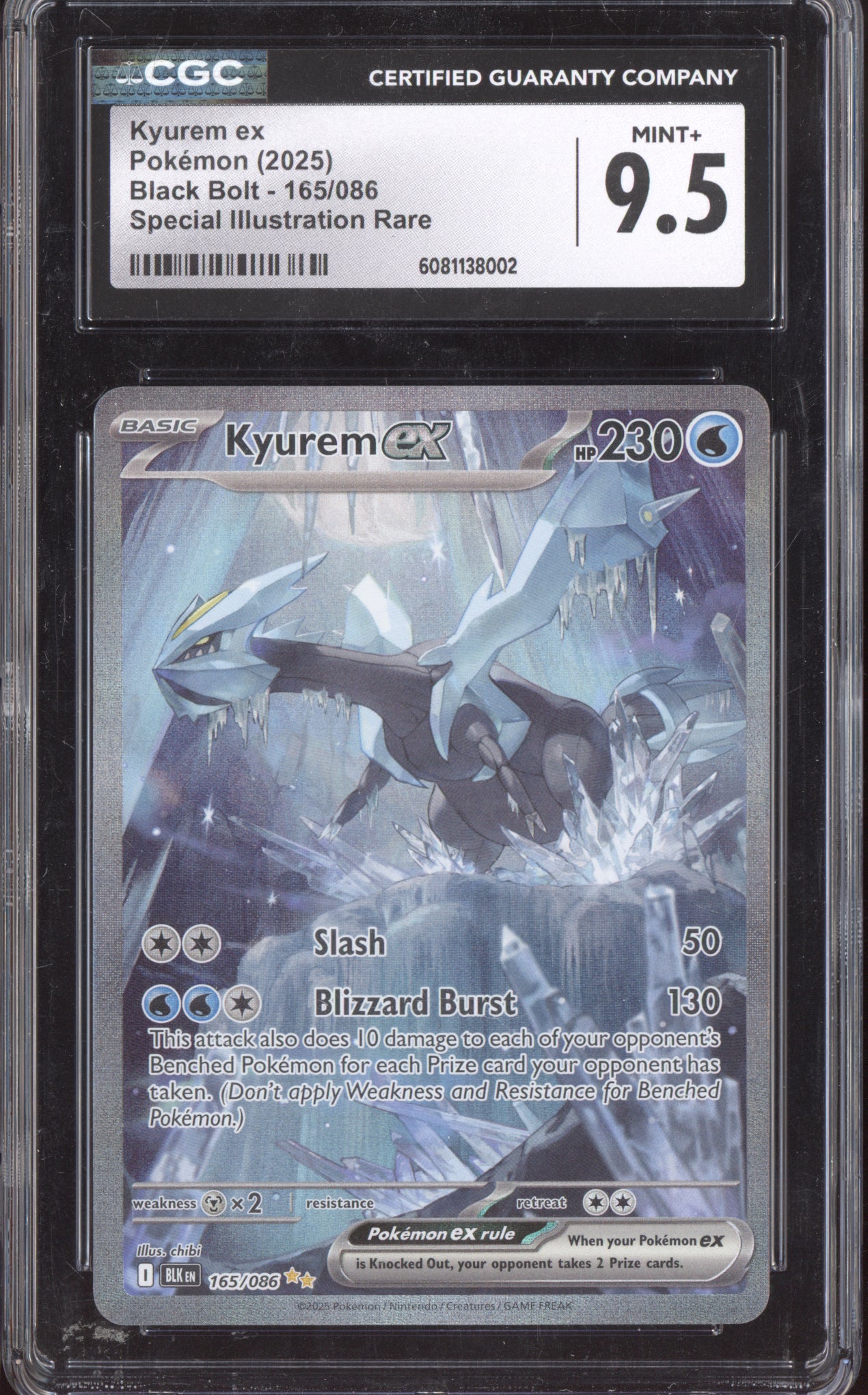 Kyurem ex 2025 Pokemon Black Bolt Special Illustration Rare 165/086 CGC 9.5