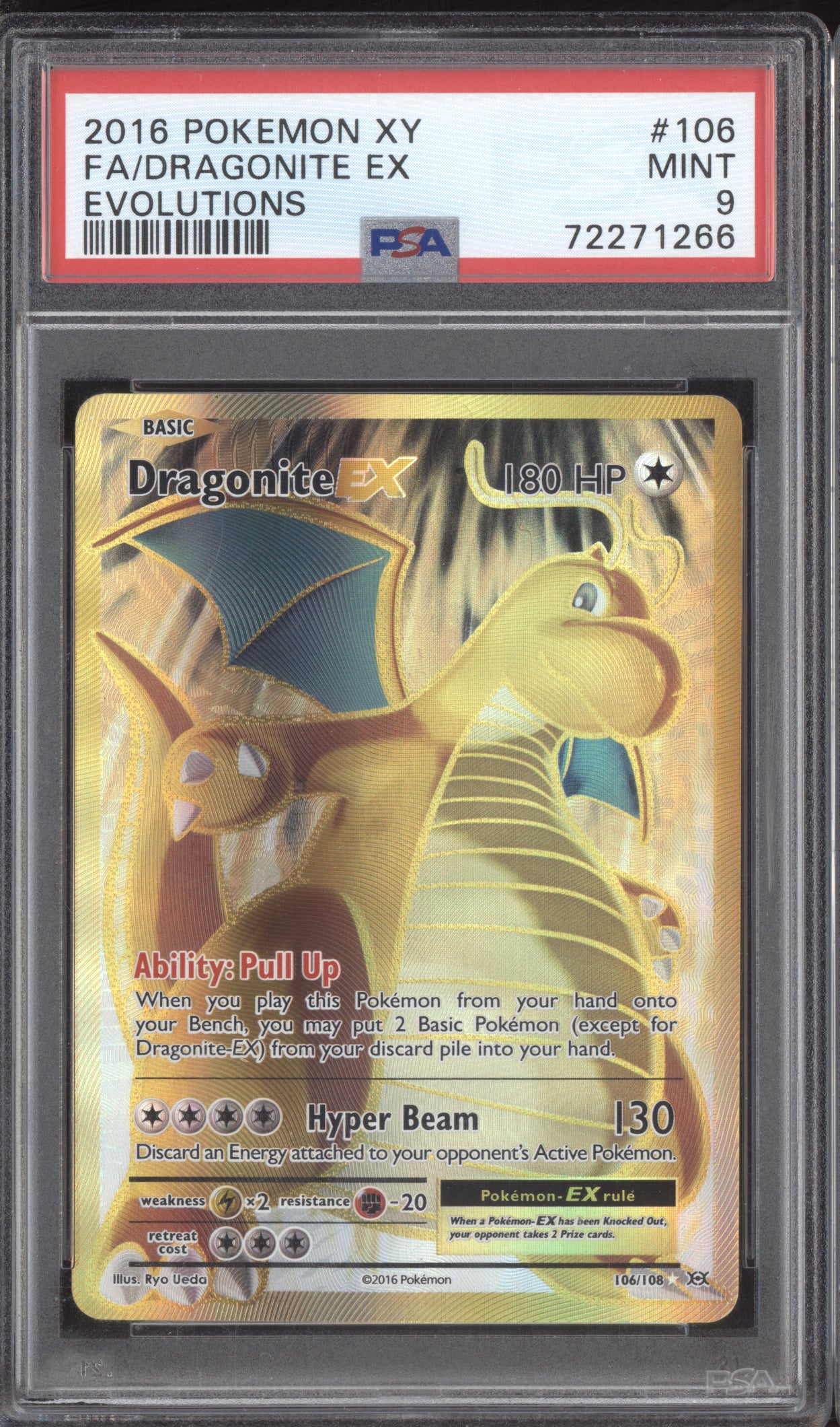 Dragonite EX 2016 Pokemon XY Evolutions Full Art 106/108 PSA 9