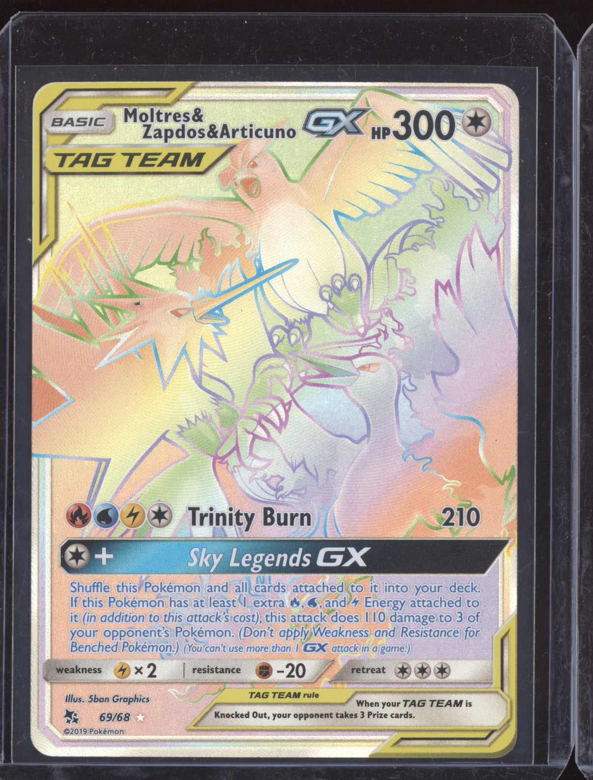 Moltres & Zapdos & Articuno GX 2019 Pokemon Hidden Fates Rainbow Rare 069/68