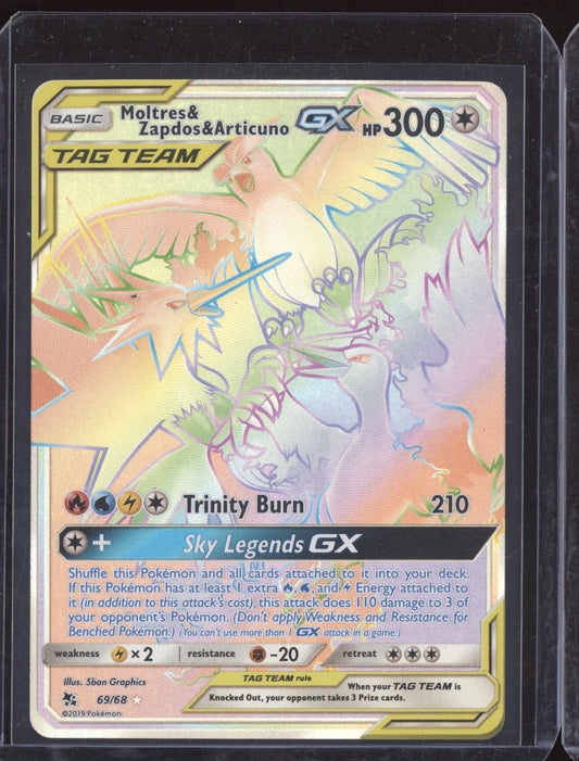 Moltres & Zapdos & Articuno GX 2019 Pokemon Hidden Fates Rainbow Rare 069/68