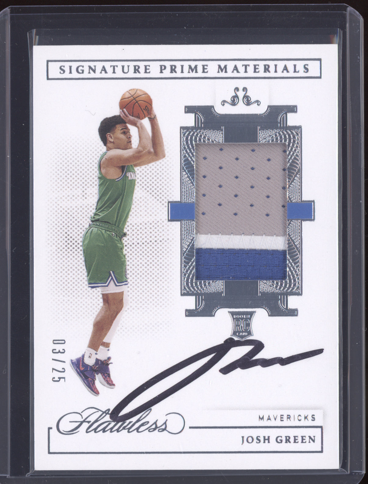 Josh Green 2020 Panini Flawless Signature Prime Materials Auto RC 03/25