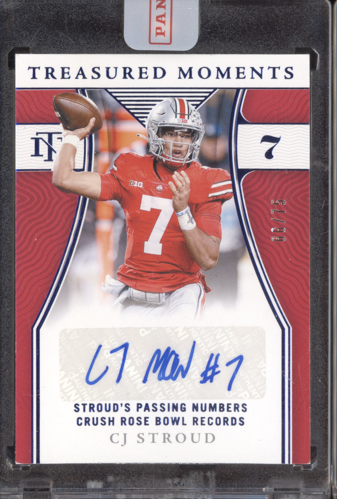 CJ Stroud 2022 Panini National Treasures Treasured Moments Auto Blue 66/75
