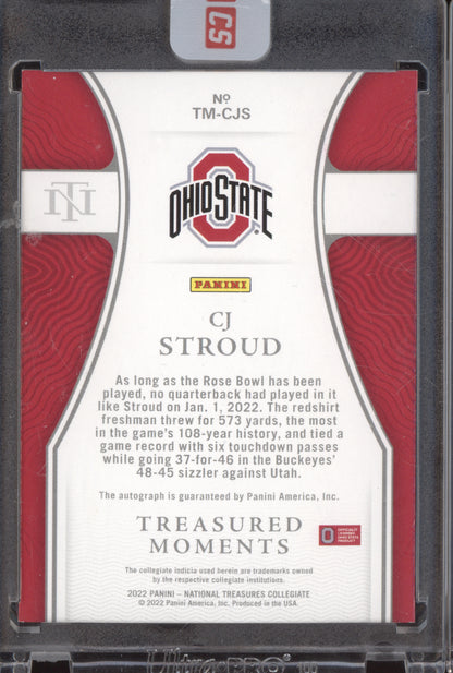 CJ Stroud 2022 Panini National Treasures Treasured Moments Auto Blue 66/75