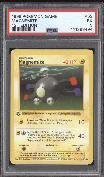 Magnemite 1999 Pokemon Base Set 1st Edition 53/102 PSA 5