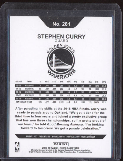 Stephen Curry 2018-19 Panini Hoops Blue Checkerboard 6/75