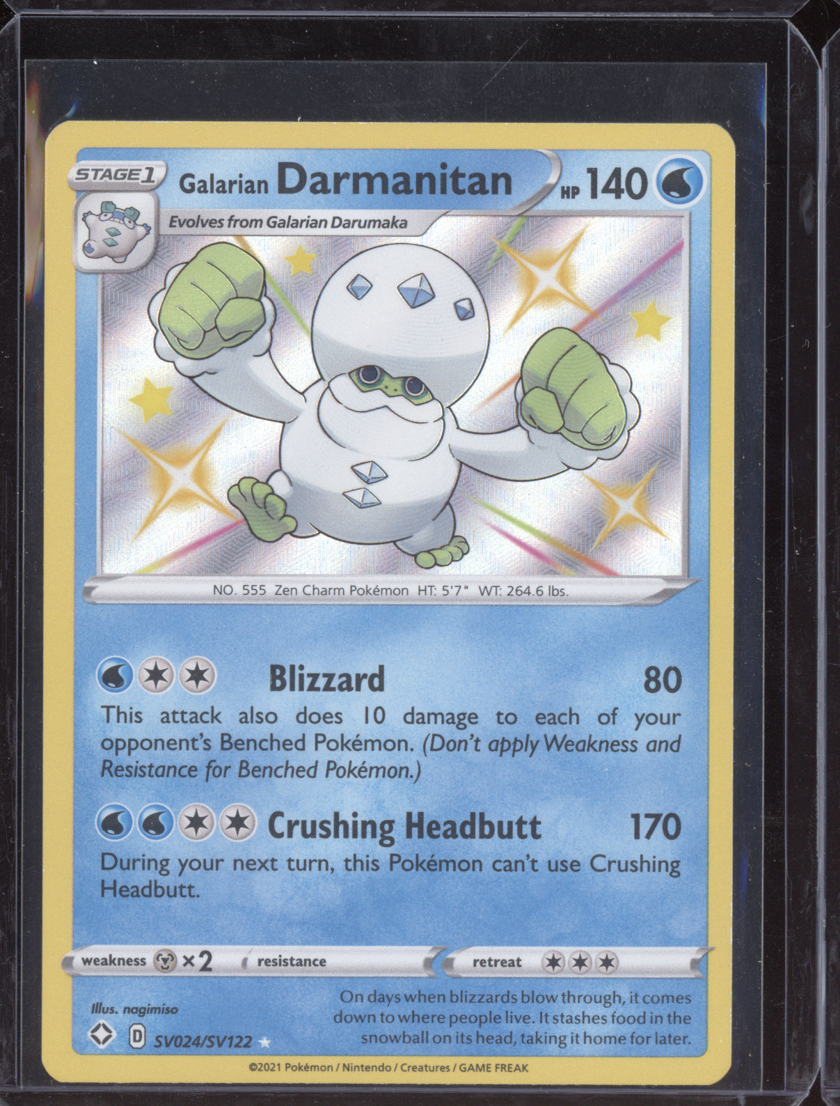Galarian Darmanitan 2021 Pokemon Shining Fates Shiny Rare SV024/SV122