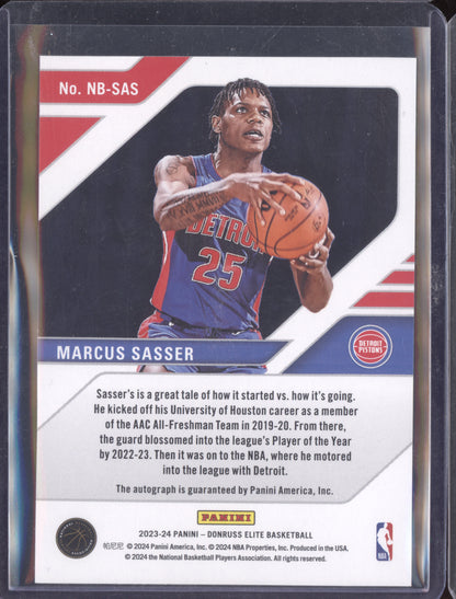 Marcus Sasser 2023 Panini Elite New Breed Gold Auto 10/10
