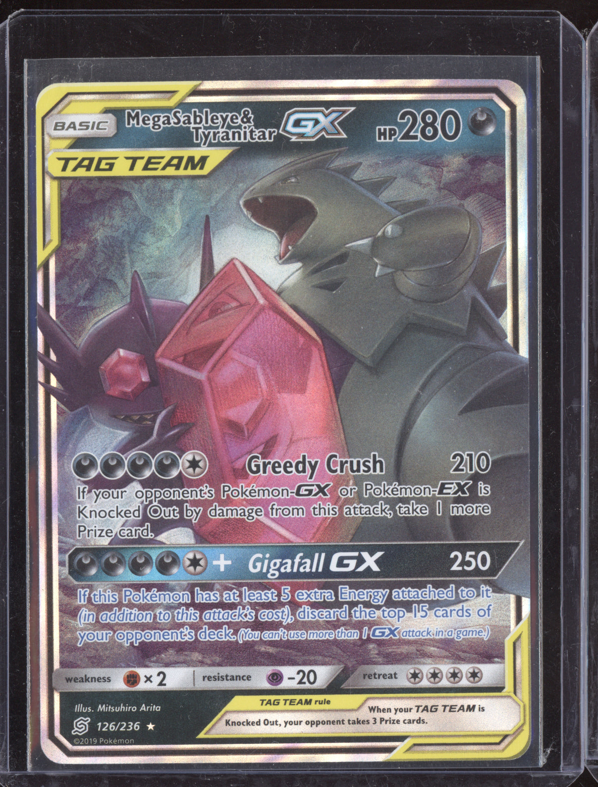 Mega Sableye & Tyranitar-GX 2019 Pokemon Unified Minds Rare Holo 126/236