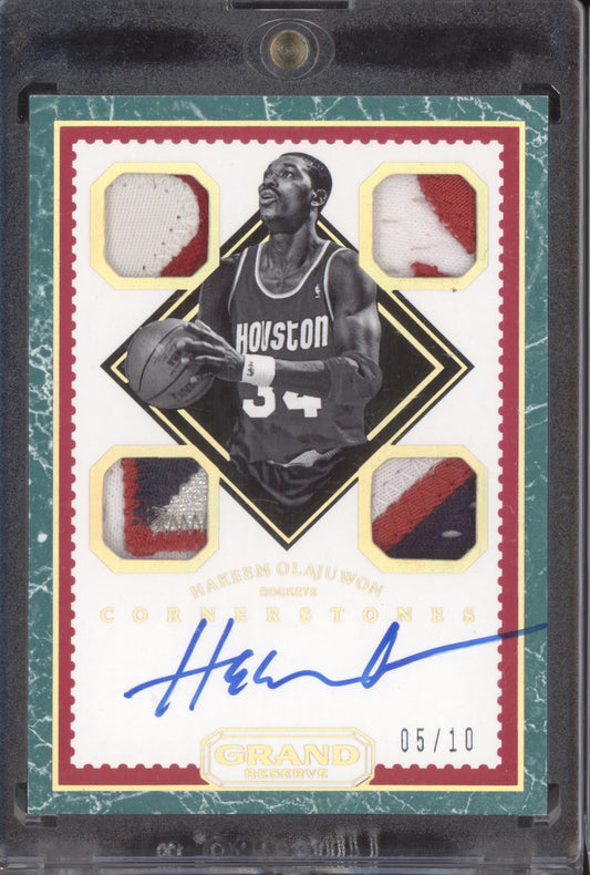 Hakeem Olajuwon 2016-17 Panini Grand Reserve Cornerstones Quad Auto Gold 5/10