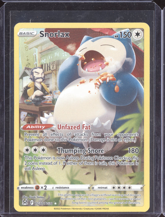 Snorlax Pokemon Lost Origin LOR 2022 Trainer Gallery Holo Rare TG10/TG30