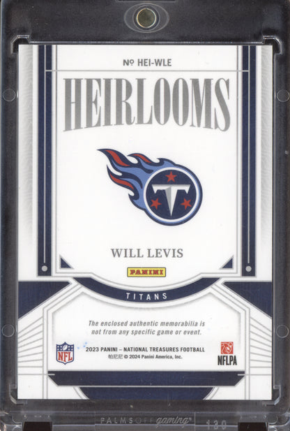 Will Levis 2023 Panini National Treasures Heirlooms Platinum Nike Swoosh RC 1/1