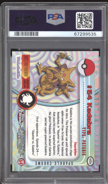Kadabra 2000 Pokemon Topps Chrome Pokemon TV - Sparkle #64 PSA 10