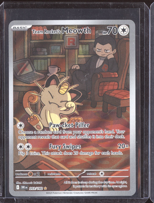 Team Rocket's Meowth 2025 Pokemon Destined Rivals Illustration Rare 203/182