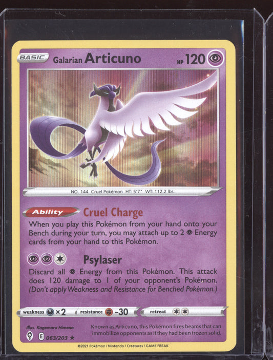 Galarian Articuno 2021 Pokemon Evolving Skies Rare Holo 063/203