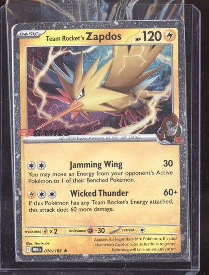 Team Rocket's Zapdos Pokemon Destined Rivals DRI 2025 Rare 070/182