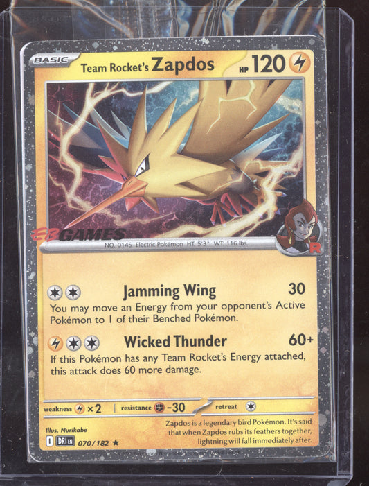 Team Rocket's Zapdos Pokemon Destined Rivals DRI 2025 Rare 070/182