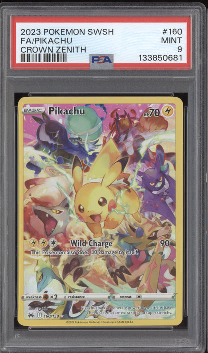 Pikachu 2023 Pokemon Crown Zenith Full Art 160 PSA 9