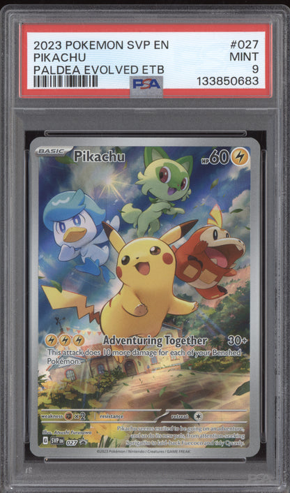 Pikachu 2023 Pokemon Scarlet & Violet Promos Paldea Evolved ETB Promo 027 PSA 9