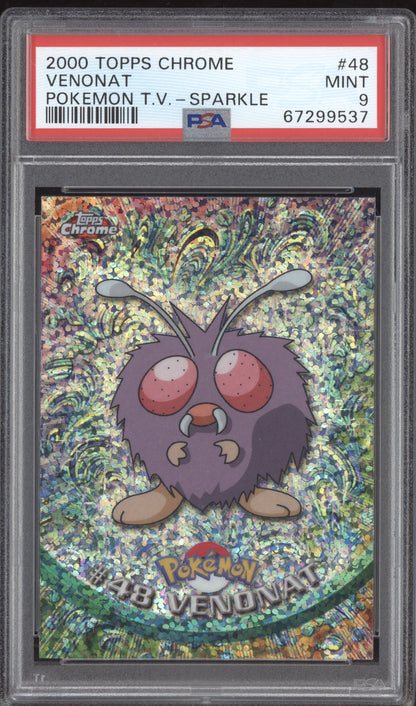 Venonat 2000 Pokemon Topps Chrome Pokemon TV - Sparkle #48 PSA 9