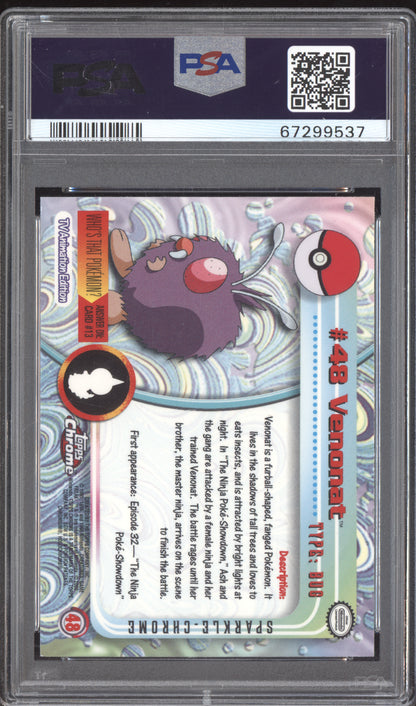 Venonat 2000 Pokemon Topps Chrome Pokemon TV - Sparkle #48 PSA 9