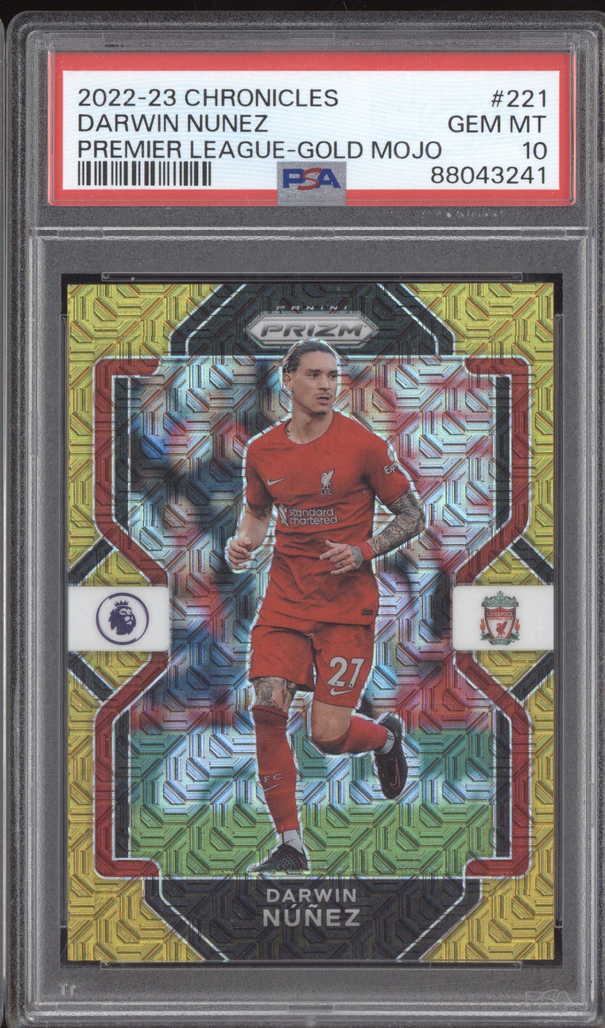 Darwin Nunez 2022-23 Panini Chronicles Prizm Gold Mojo 6/10 PSA 10