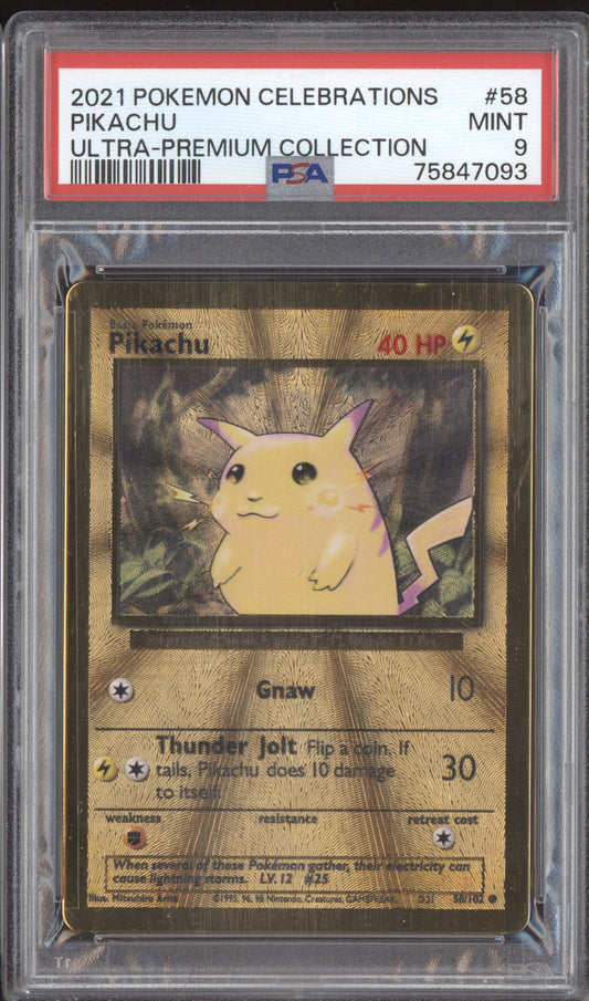 Pikachu 2021 Pokemon Celebrations Ultra Premium Collection Metal 58/102 PSA 9