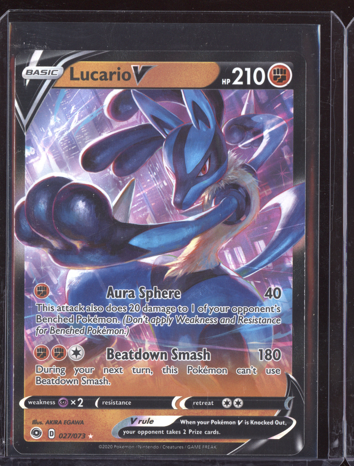 Lucario V 2020 Pokemon Champion's Path Holo Rare V 027/073