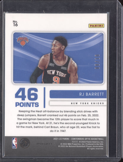RJ Barrett 2021 Panini Contenders Optic Playing Numbers Game Gold 08/10