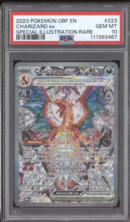 Charizard EX 2023 Pokemon Obsidian Flames Special Illustration Rare 223 PSA 10