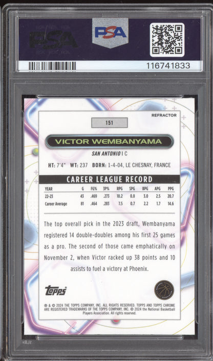 Victor Wembanyama 2023-24 Topps Cosmic Chrome Refractor RC 151 PSA 9