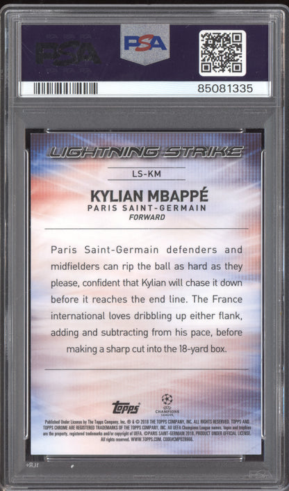 Kylian Mbappe 2017-18 Topps Chrome UCL Lightning Strike LS-KM PSA 9