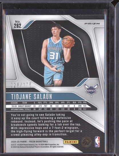Tidjane Salaun 2024-25 Panini Prizm White RC 28/175