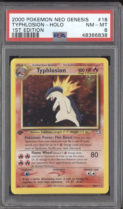 Typhlosion 2000 Pokemon Neo Genesis 1st Edition Holo 18/111 PSA 8