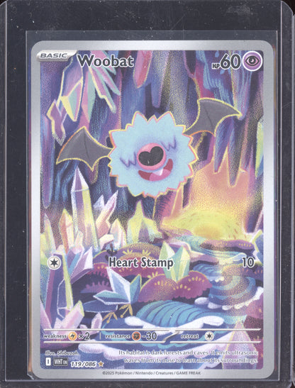 Woobat 2025 Pokemon White Flare Illustration Rare 119/086