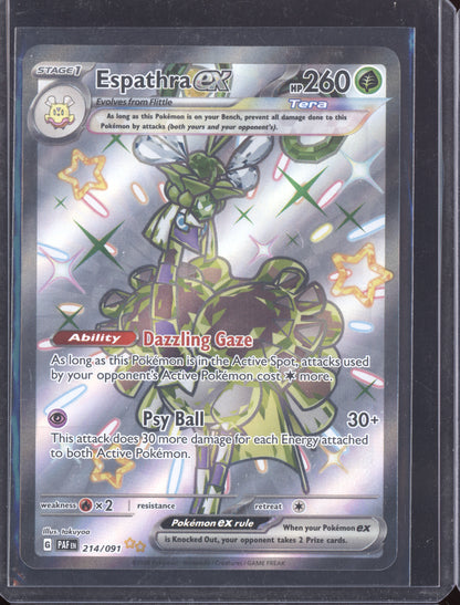 Espathra ex 2024 Pokemon Paldean Fates Shiny Ultra Rare 214/091