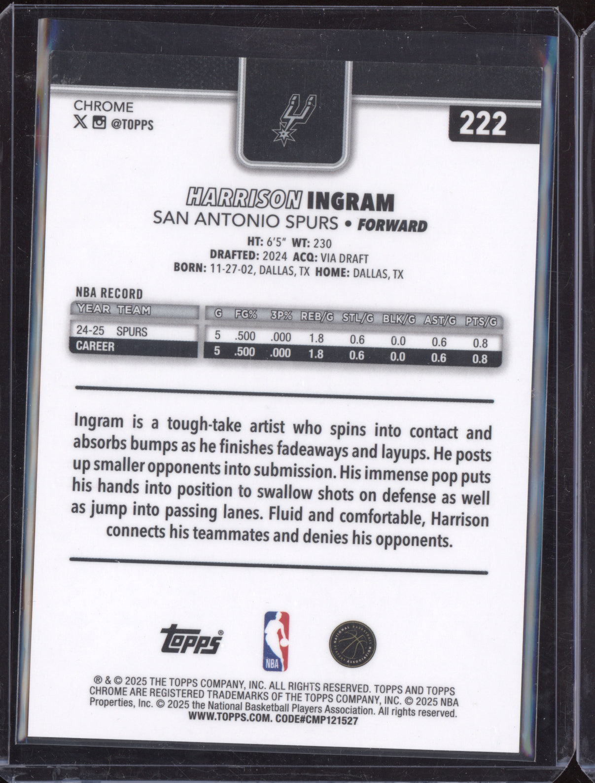 Harrison Ingram 2025 Topps Chrome Orange Geometric 22/25