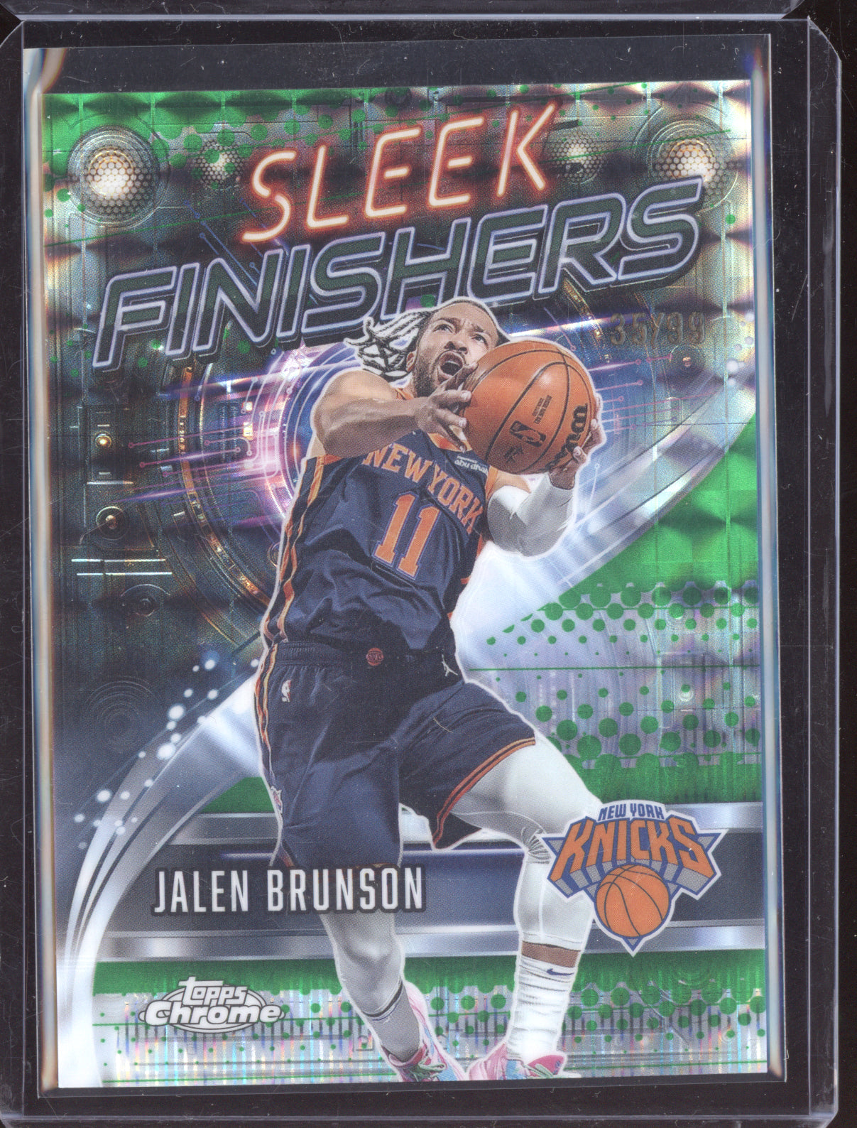 Jalen Brunson 2025 Topps Chrome Sleek Finishers Green 35/99