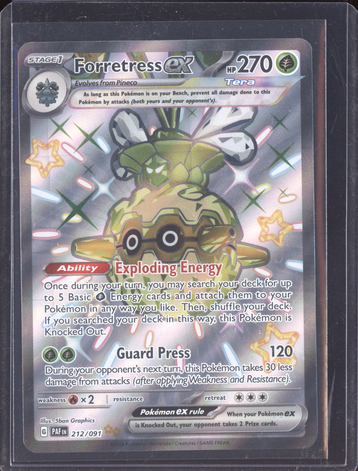 Forretress ex 2024 Pokemon Paldean Fates Shiny Ultra Rare 212/091