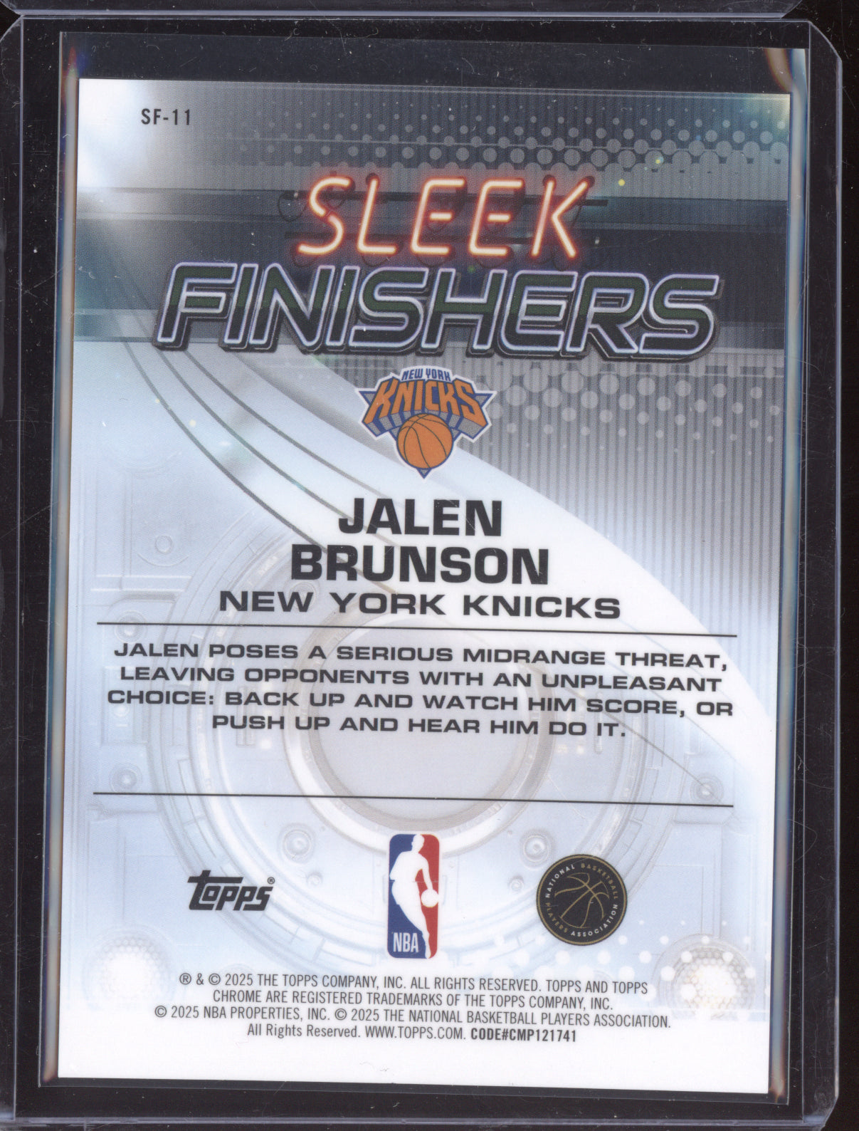 Jalen Brunson 2025 Topps Chrome Sleek Finishers Green 35/99