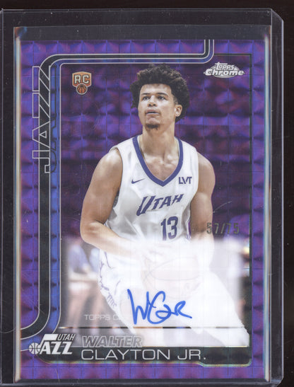 Walter Clayton Jr. 2025 Topps Chrome Geometric Purple Refractor Auto RC 57/75