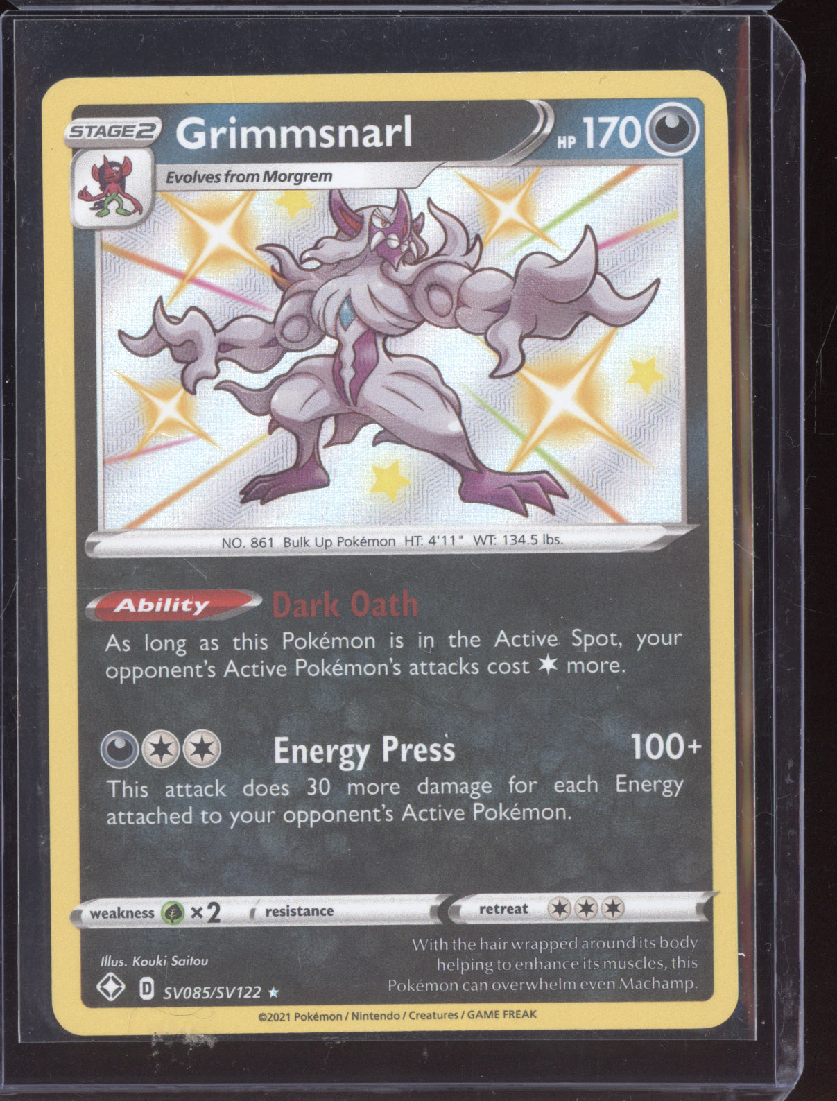 Grimmsnarl 2021 Pokemon Shining Fates Shiny Rare SV085/SV122