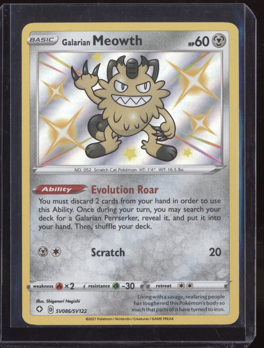 Galarian Meowth 2021 Pokemon Shining Fates Shiny Rare SV086/SV122