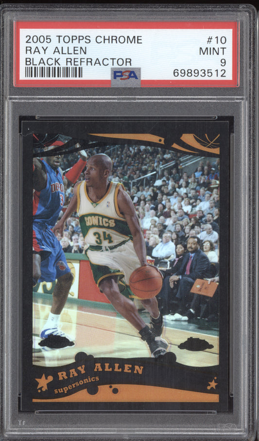 Ray Allen 2005-06 Topps Chrome Black Refractor 102/399 PSA 9