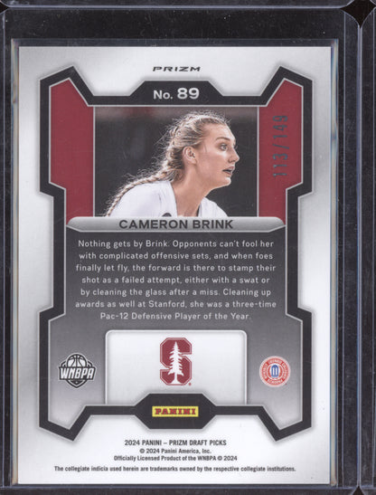 Cameron Brink 2024 Panini Prizm Draft Purple Ice RC 113/149