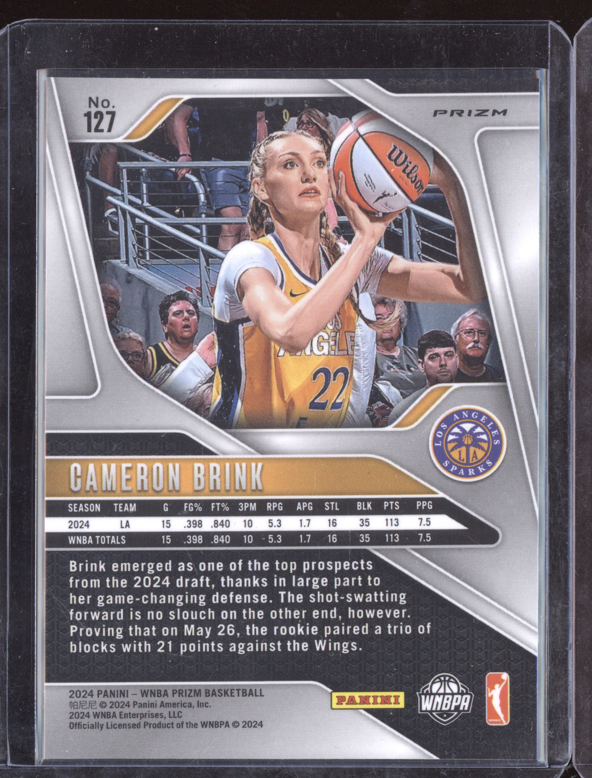 Cameron Brink 2024 Panini Prizm WNBA Blue Velocity RC